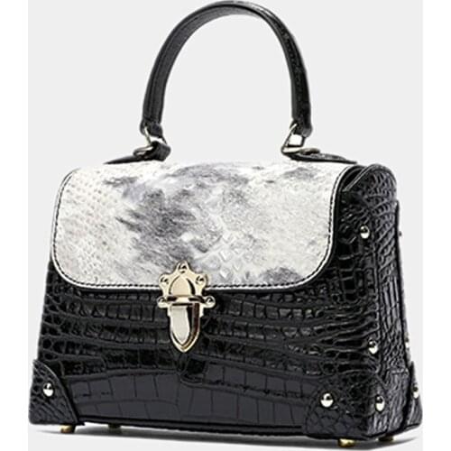 Women Genuine Leather Bag Crocodile skin Womens handbag Luxury Designer Women Leather Handbag Famous Brand Women Purse