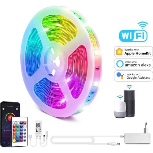 Wifi LED Strip Light RGB 12V Smart LED Lights TV Backlight Lamp Diode Tape For Room Xmas Decor Apple Homekit /Alexa/Google Home