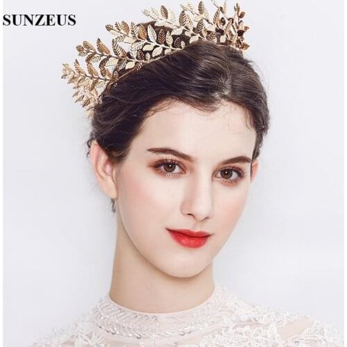 Gold Leaves Tiaras and Crowns for Bridal Hair Wedding Crown 2020 Birthday Party Hair Wear SHA23