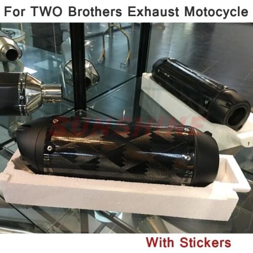 51mm Universal Motorcycle Exhaust Racing Pipe Muffler Motorcross Modified Carbon Fiber TWO Brother For Z250 MT09 Z400 MT07 Z900