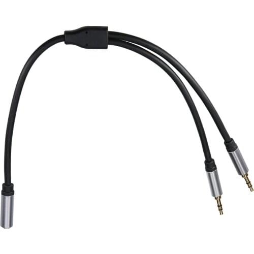 3.5mm Y Splitter Three Section Audio Cable 3.5mm Female to Dual 3.5mm Male Headphone Splitter Audio Expansion Cable 0.3m Black