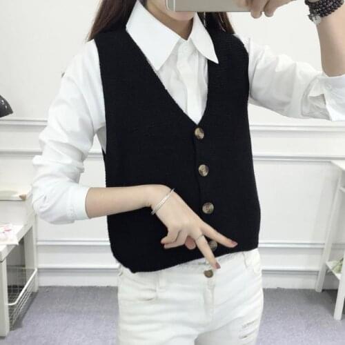 Woman Jacket Vest Sweater Vest Womens Vest Cardigan Short Coat Loose Sleeveless Knitwear Wool Spring and Autumn Chaleco Mujer