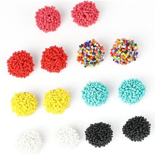 Bohemia Handmade rainbow Beads Stud Earrings For Women Girl Ethnic Jewelry Accessories Fashion Resin Beads Earrings 8 Color