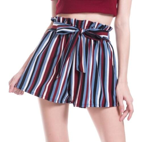 Women Colorblock Stripes Shorts For Women Summer Comfortable Bow Shorts Loose Casual High Waist Wide Leg Short