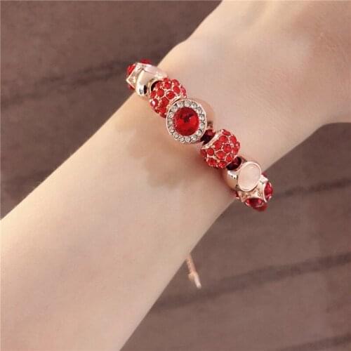 Natural Opal Beads Tennis Bangle Charm Bracelet Gold Red Rope Bracelets For Girls Chain On Hand Accessory Wholesale