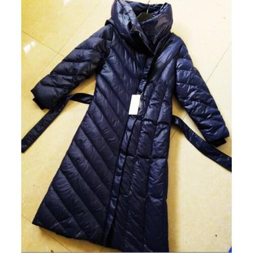 Thick Hooded Winter Coat Size S-10XL X-Long Women Winter Down Coat Long Down Jackets With Waist Belt