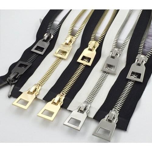 10# metal sliders corn tooth shape 1piece 85cm 100cm 120cm double sliders for down jacket coat zipper repair black white