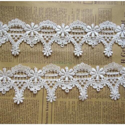 1 yard Soluble Polyester Flower Embroidered Fabric Lace Trim Ribbon Handmade DIY Sewing Supplies Craft For Costume Decoration
