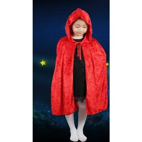 2017 high quality Free shipping New Kids Hooded Velvet Cloak death Robe Medieval Witchcraft Larp Cape Children death Cape
