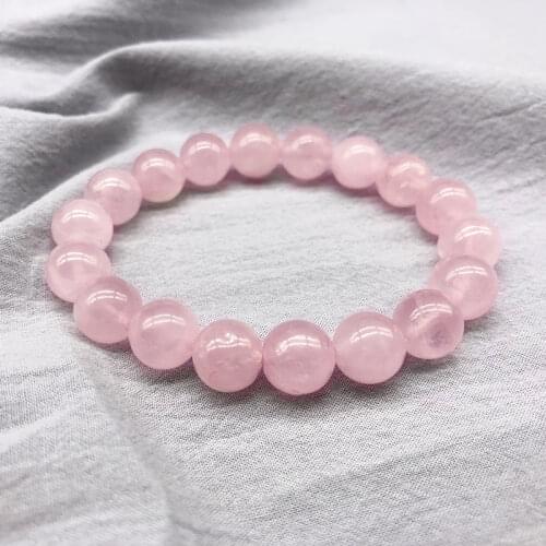2020 Pink Rose Powder Crystal Quartz Natural Stone Streche Bracelet Elastic Cord Pulserase Jewelry Beads Lovers Woman Gift