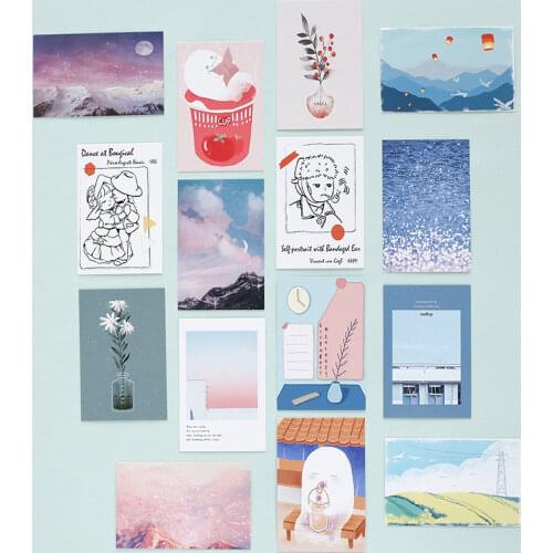 28Pcs/set Cartoon Business Cards Student Greeting Cards Mini Postcard Cute Stationery Birthday Mini Letter Envelope Card Set
