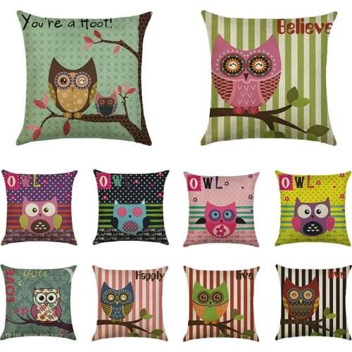 45cm*45cm Cartoon owl and geometry design linen/cotton throw pillow covers couch cushion cover home decorative pillows