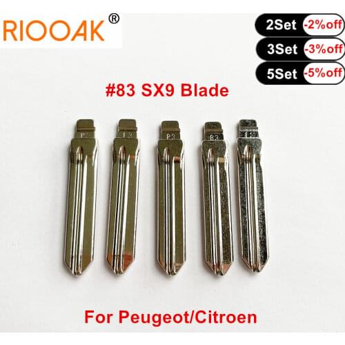 5pcs Metal Uncut Blank Flip Folding KD VVDI JMD Remote Key Blade #83 SX9 Replacement Car Blank Key Blade For Peugeot Citroen Key