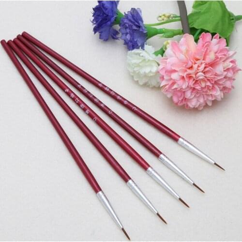 5Pcs Nylon Hair Brush Hook Line Pen Artist Watercolor Acrylic Painting Drawing E56C