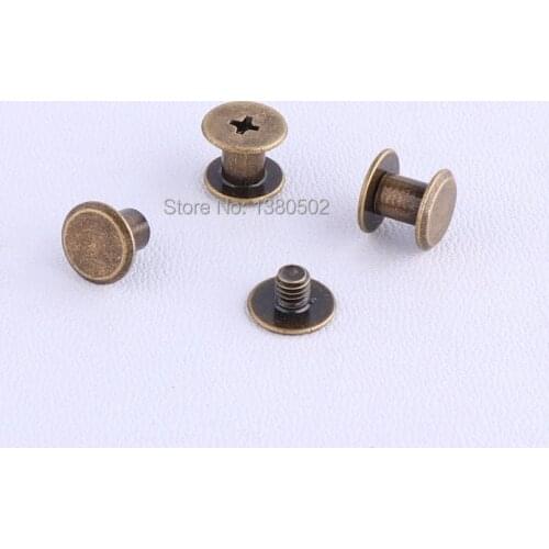 50sets Bronze Color Metal Solid Screw Nail Double cap Rivet For Leather Craft Belt Garment Accessories