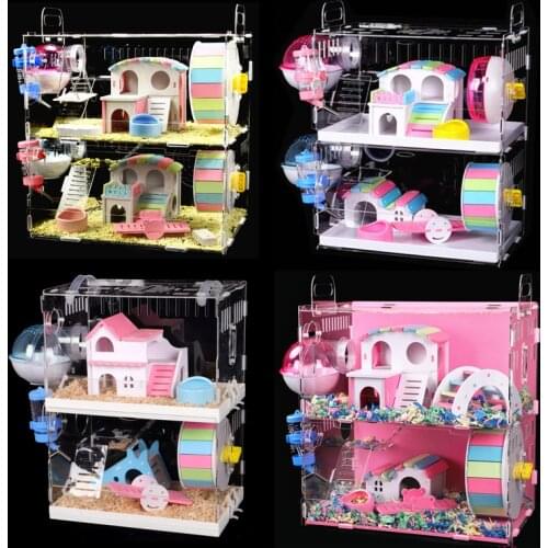 Acrylic Hamster Cage Transparent Double Villa Golden Bear Oversized Castle Package Toys Rodent Cage Small Pet Terrarium
