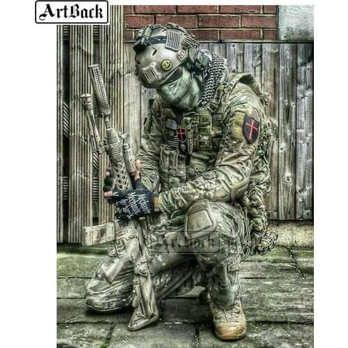Full square drill 5d diy diamond painting battlefield soldier 3d diamond embroidery rhinestone mosaic anti-terrorist soldier ARD