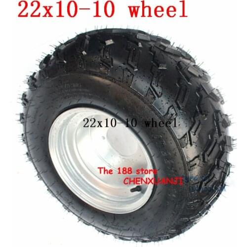 22x10-10 Inch Tubeless Tyre with Rim for Quad Chinese Off-Road 4-wheel Go-kart Motorcycle Motocross 22x10.00-10 ATV Wheel Tire
