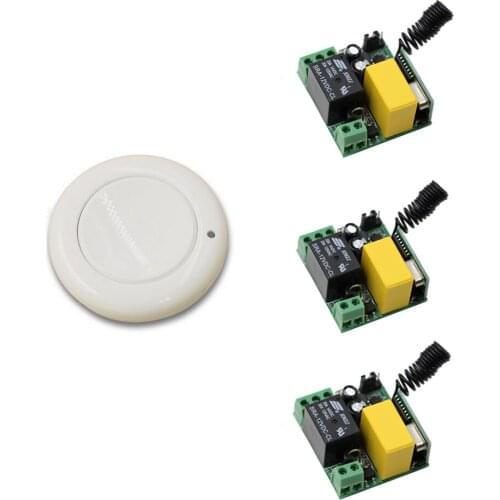 AC 220V Wireless Remote Control Switch System Radio Control ON/OFF 1CH 1CH Relay Learning Code ; 3 X Receiver + Transmitter