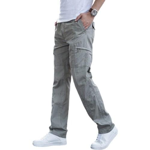 Summer Thin Mens Cotton Tactical Pants Elastic Waist Military Trousers Male Casual Cargo Pants Oversize For Men Clothing 6XL