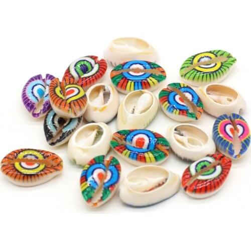 10PCS Colorful Printing Flower Natural Shell Conch Loose Beads for Jewelry Making DIY Tribal Necklace Bracelet Accessories Gift