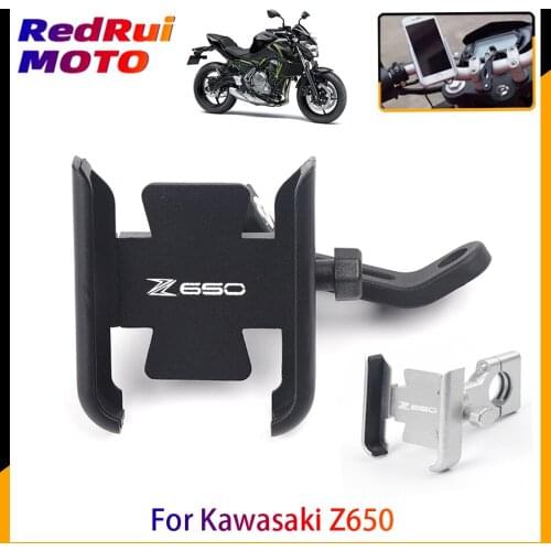For Kawasaki Z650 Z 650 Motorcycle CNC Aluminum Mobile Phone Holder GPS Navigator Rearview Mirror Handlebar Bracket Accessories