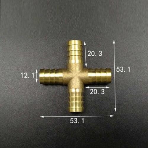 Hose Barb 12mm 4 Way Splitter Cross Brass Connector Coupling Adapter Fitting
