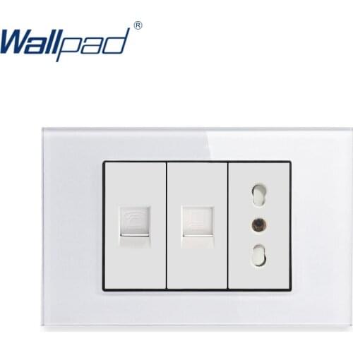 TEL DATA RJ45 Italian Socket Wallpad Luxury Tempered Glass Panel Electric Wall Socket Weak Electricity Outlets For Home