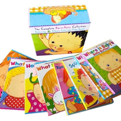 8 Books/Set karen katz Early Childhood English Enlightenment Cognitive Picture Cardboard Book Where is babys Belly Button