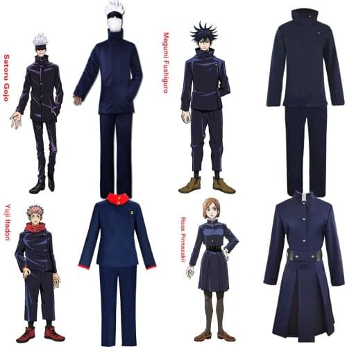 Anime Jujutsu Kaisen Gojo Satoru Cosplay Costume Blue Black Top Pants Short Wig Halloween Christmas Party Uniform Men Women