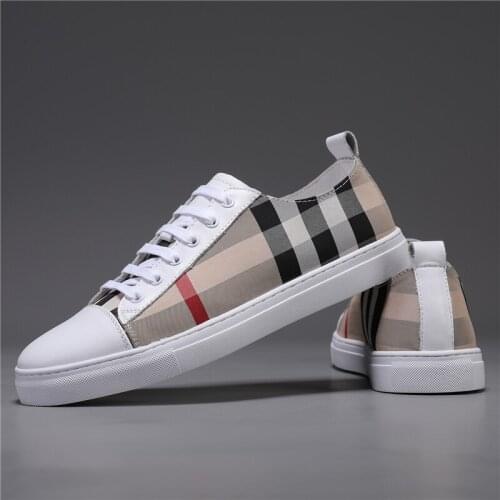 High-Quality Leather Shoes For Men Luxury Brand Casual And Comfortable Mens Shoes Lace-up Fashion Flat Shoes White Sneakers