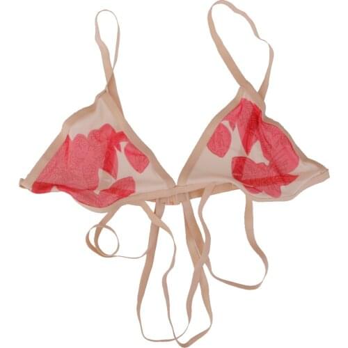 Red Strappy Bra For Women Gift For Girlfriend Wife Print Flowers Underwear
