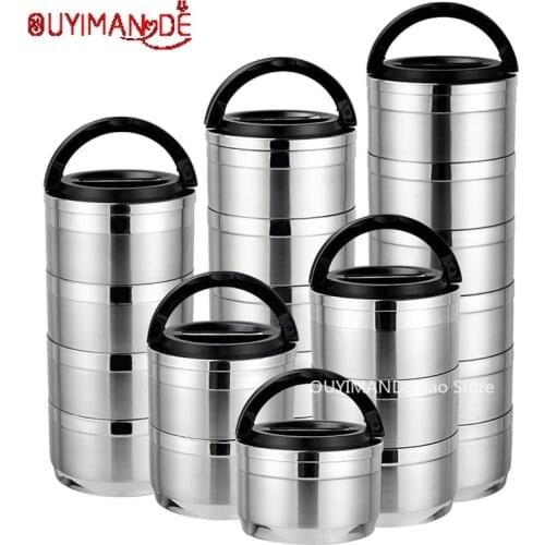 Stainless Steel Heat Preservation Lunch Box 1-6 Layer Super Capacity Japanese Bento Box School Office Camping Food Container