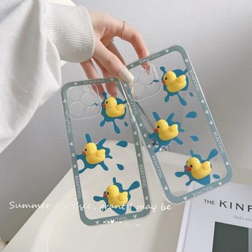INS 3D cute duck swim phone case For iphone 12 mini 7 8 plus 11 pro max xs max x xr Se2020 cartoon Diy fashion silicone cover