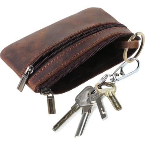 THINKTHENDO Fashion Cowhide Slim Coin Purse Women Coin Purse Men Zipper Around Wallet Card Key Holder Mini Bag