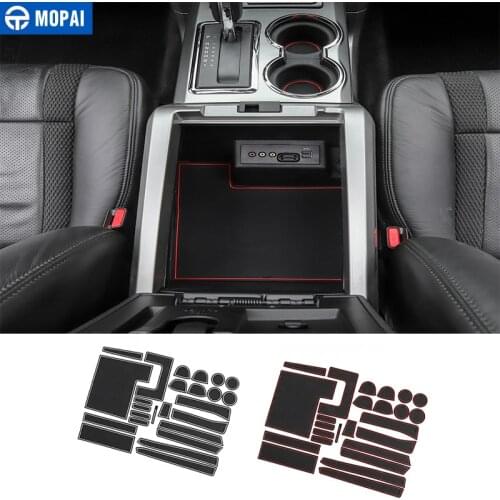 MOPAI Gate Slot Mat for Ford F150 2009+ Car Cup Mat Anti Non-slip Door Groove Mats Pad for Ford F150 2009-2014 Car Accessories