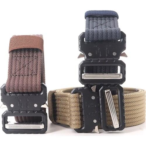 Men Tactical Belts 4mm Thick 38mm Wide Casual Canvas Outdoor Alloy Automatic Buckle China High Quality Men Belt Plus Size Unisex