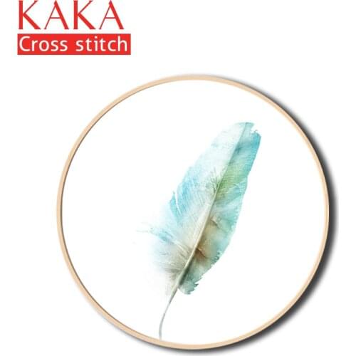 Cross stitch kits,Embroidery needlework sets with printed pattern,11CT-5D canvas for Home Decor Painting,Feather CKR0005