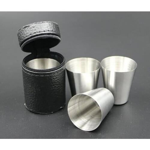 Stainless Steel tumbler Cover Mug Sets Camping Cup Mug Drinking Coffee Tea Beer With Case Travel Holiday Picnic Cup 30ML 4pcs/Se