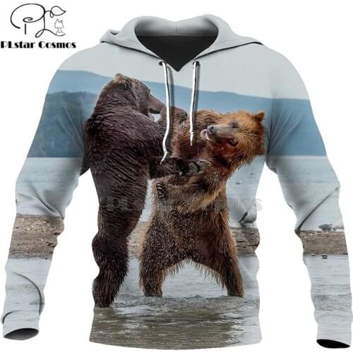 PLstar Cosmos bear HUNTING 3D Printed Hoodies/Sweatshirt/Zipper hoodies men Women bear Bow Hunter battle jacket style-2