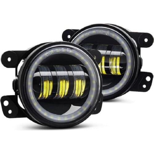 YOUSTAR 4 Inch Round Led Fog Lights White Halo Ring Drl Off Road For Jeep Wrangler Jk Tj Lj Dodge Journey