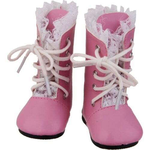 Pink Princess Lace Up Boots Shoes For 18'' American My Life Gotz Doll