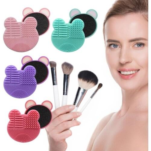 Foundation Makeup Brush Scrubber Board Silicone Makeup Brush Cleaner Pad Make Up Washing Brush Gel Cleaning Mat Hand Tool