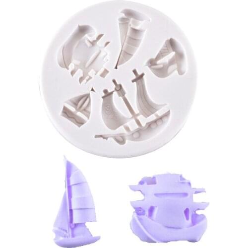 DIY Pirate Ship Silicone Molds Sails Fondant Chocolate Cake Decorating Tools Clay Candy Kitchen Baking Mold