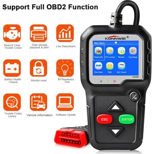 OBD2 Scanner OBD Car Diagnostic Auto Diagnostic-Tool Russian OBD2 Automotive Scanner KONNWEI KW680 Read Clear Fault Error Codes
