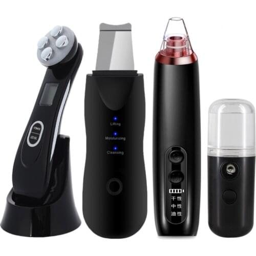 Blackhead Remover Electric Pore Cleaner RF EMS LED Mesotherapy Facial Massager Ultrasonic Skin Scrubber Nano spray Face Steamer