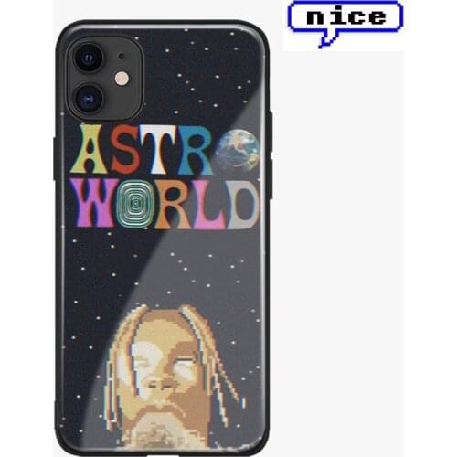 Pixel style Travis Scott glass shell for iPhone 6 6s 7 8 x xr xs 11 pro max Samsung S note 8 9 10 20 ultra Plus phone case cover