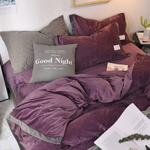 Thick Coral Fleece Double Side Bedding Set Matching Crystal Suede Kit Simple Fashion Modern Style Bedroom Comforter Set for Home