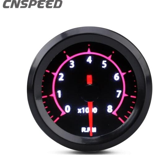 2inch 52mm Universal Auto Car Tachometer Racing Tach Gauge 0~8000 Rpm Meter Black Chassis, Red Led Pointer