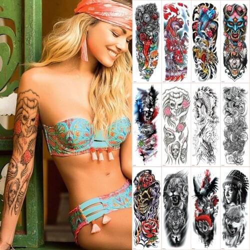 Temporary tattoo full arm sleeve tattoo sticker waterproof large model tattoos oversleeve waterproof fake tattoo for men woman